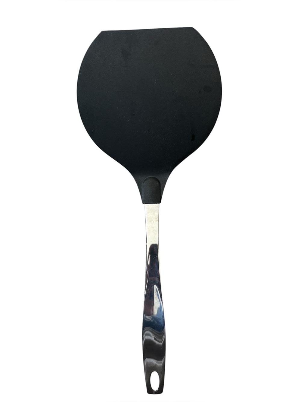 Oneida stainless steel turner spatula with a large, flexible black silicone head